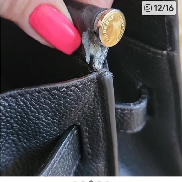 Burberry Black Textured Leather Bag with Gold Accents - Picture 9 of 9